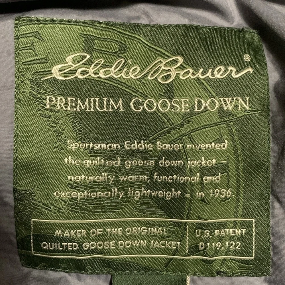 Eddie Bauer Men's Premium Goose Down Black Small Puffer Zip-Up Vest Gorpcore